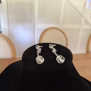 Silver Clear Beads Drop Earrings
